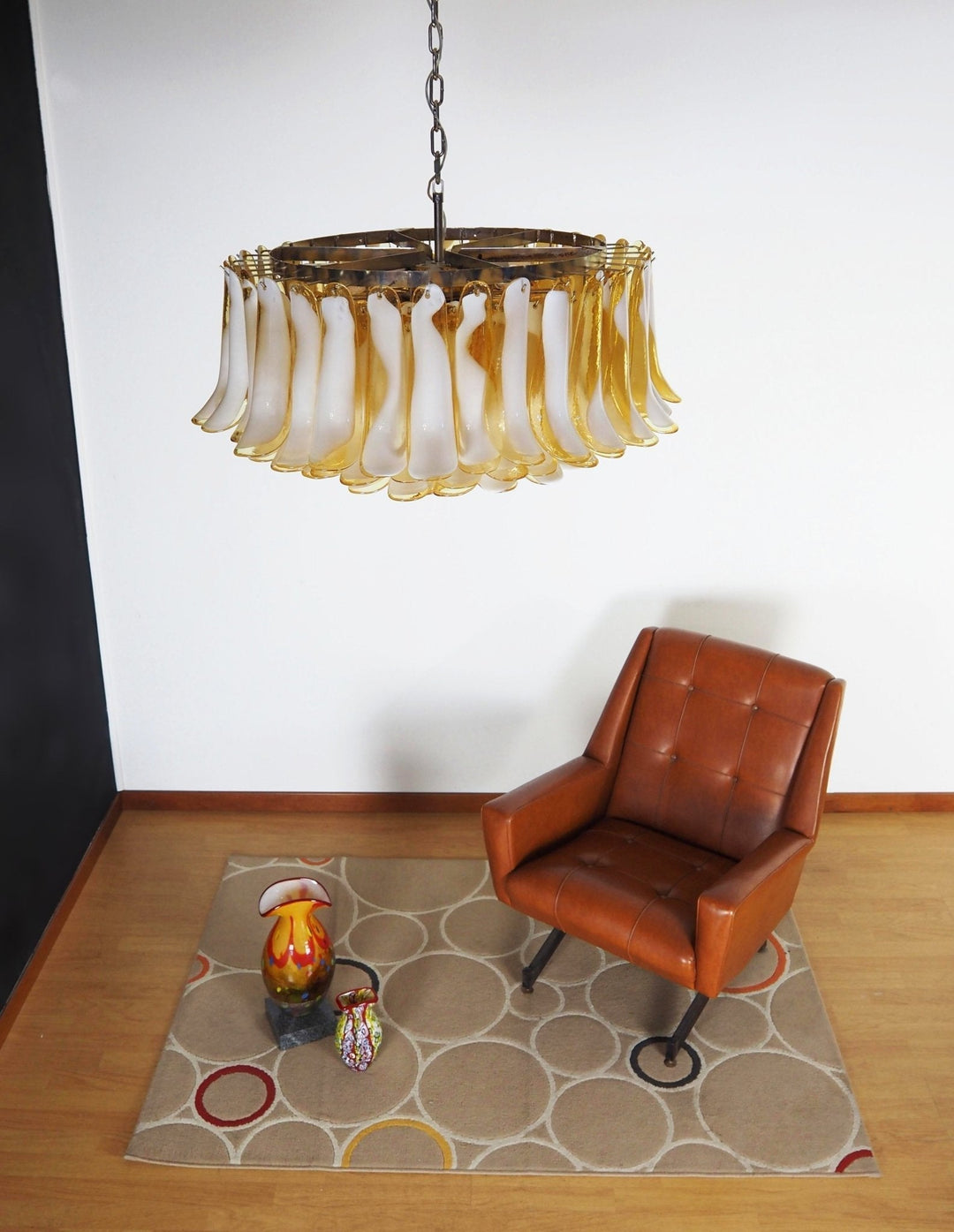 Aurora Chandelier Ambre Verre Murano Pétale Élégant - Neutralighting