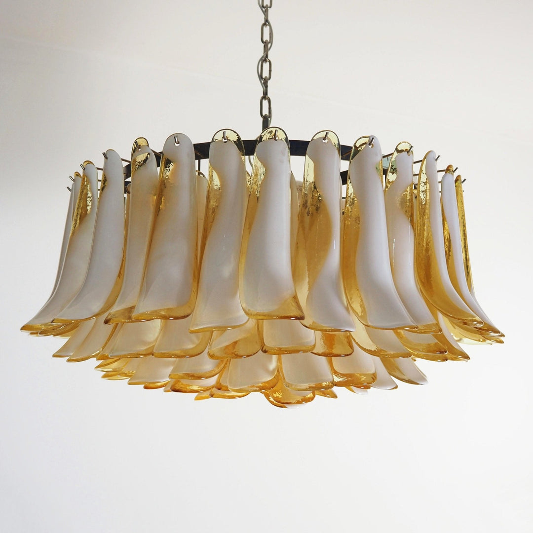 Aurora Chandelier Ambre Verre Murano Pétale Élégant - Neutralighting