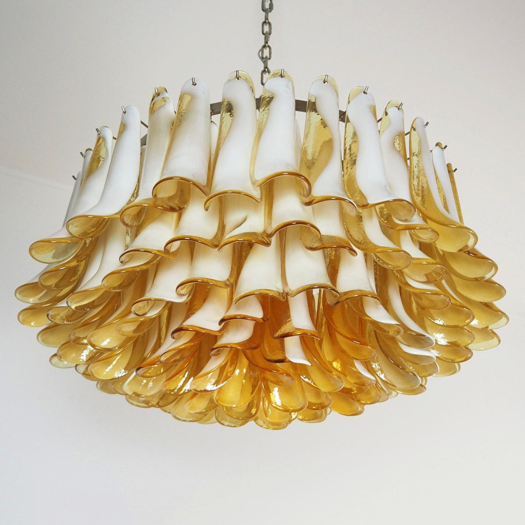 Aurora Chandelier Ambre Verre Murano Pétale Élégant - Neutralighting