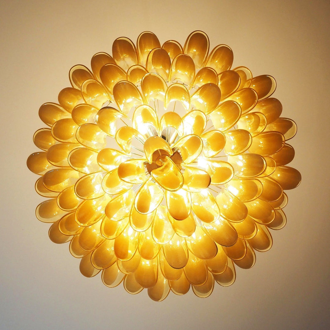 Aurora Chandelier Ambre Verre Murano Pétale Élégant - Neutralighting
