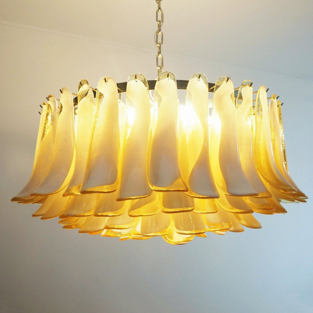 Aurora Chandelier Ambre Verre Murano Pétale Élégant - Neutralighting