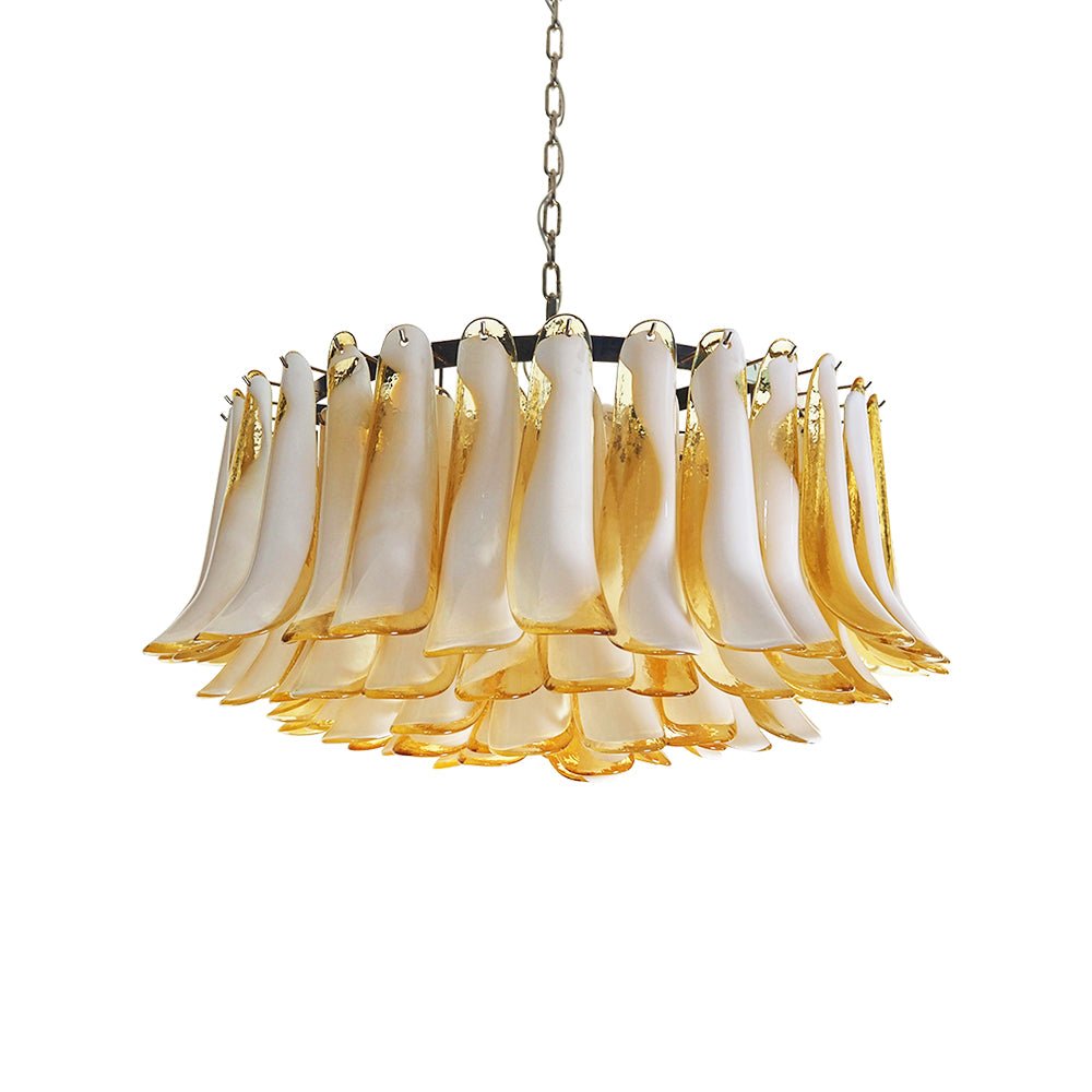 Aurora Chandelier Ambre Verre Murano Pétale Élégant - Neutralighting