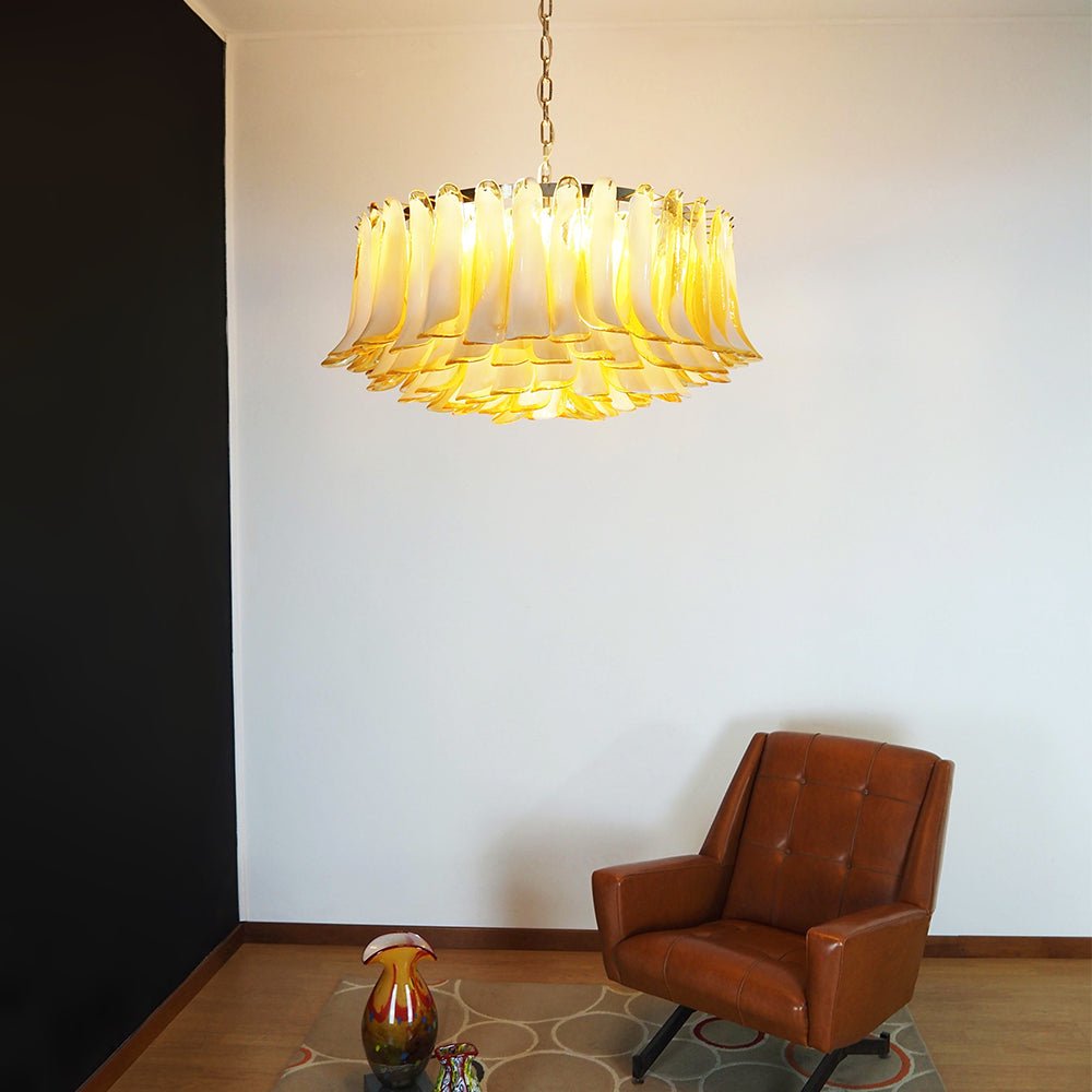 Aurora Chandelier Ambre Verre Murano Pétale Élégant - Neutralighting