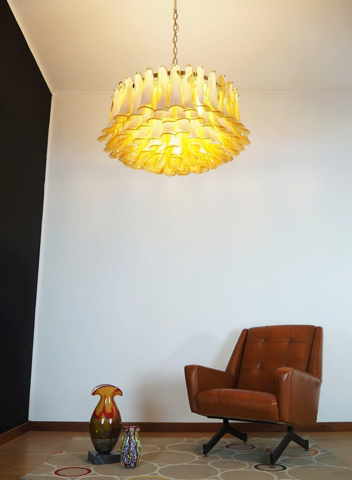 Aurora Chandelier Ambre Verre Murano Pétale Élégant - Neutralighting
