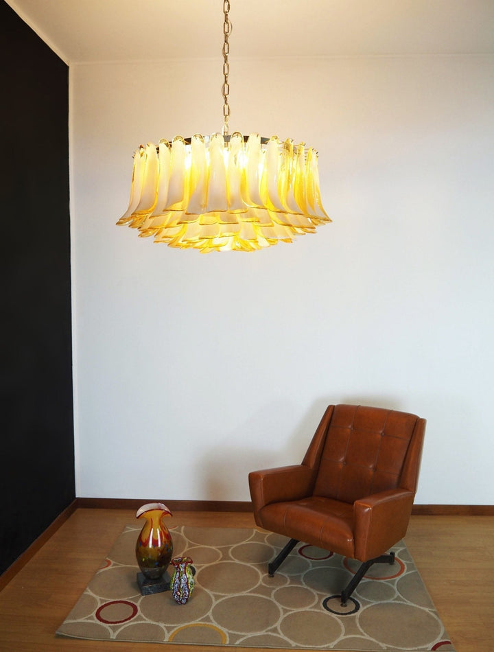 Aurora Chandelier Ambre Verre Murano Pétale Élégant - Neutralighting