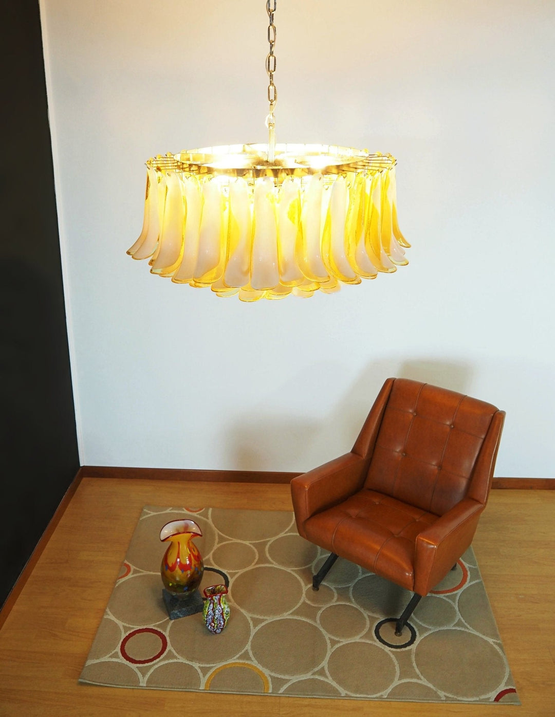 Aurora Chandelier Ambre Verre Murano Pétale Élégant - Neutralighting