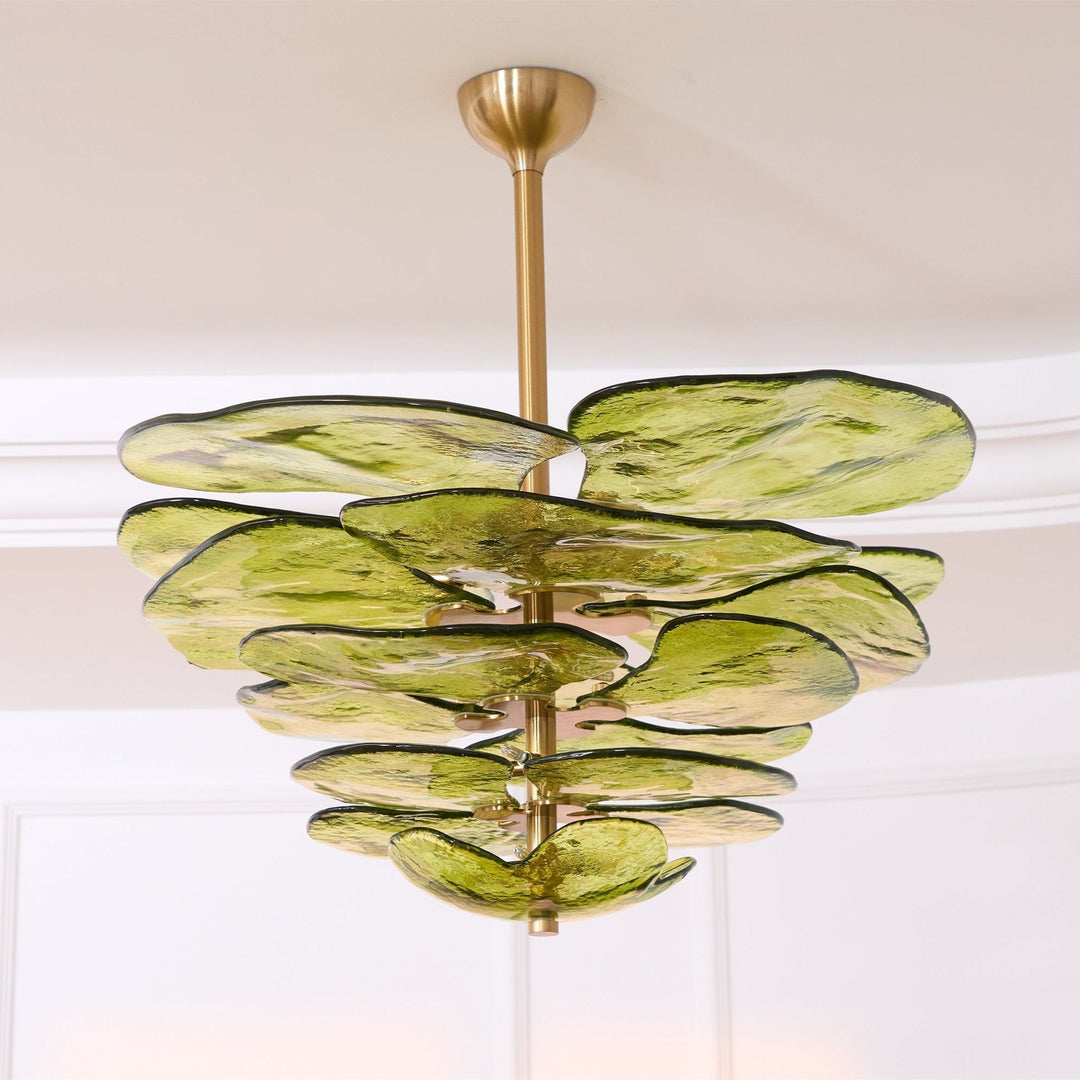 Aurora Chandelier Pétale en Verre Murano Doré Luxe - Neutralighting