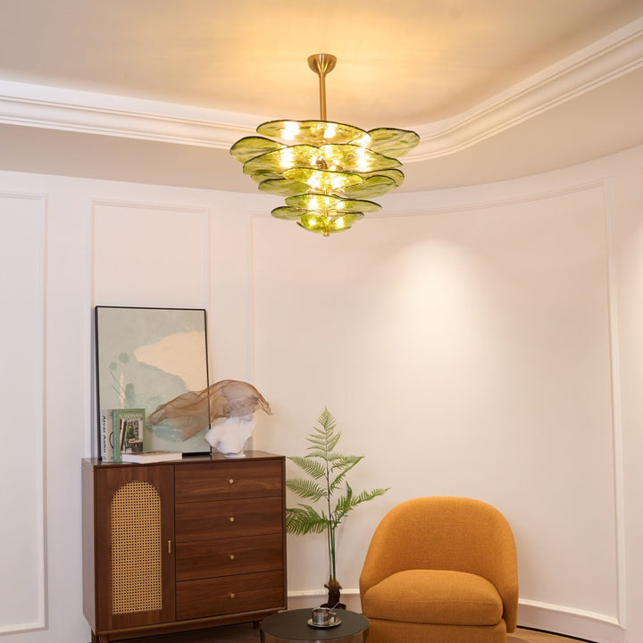 Aurora Chandelier Pétale en Verre Murano Doré Luxe - Neutralighting