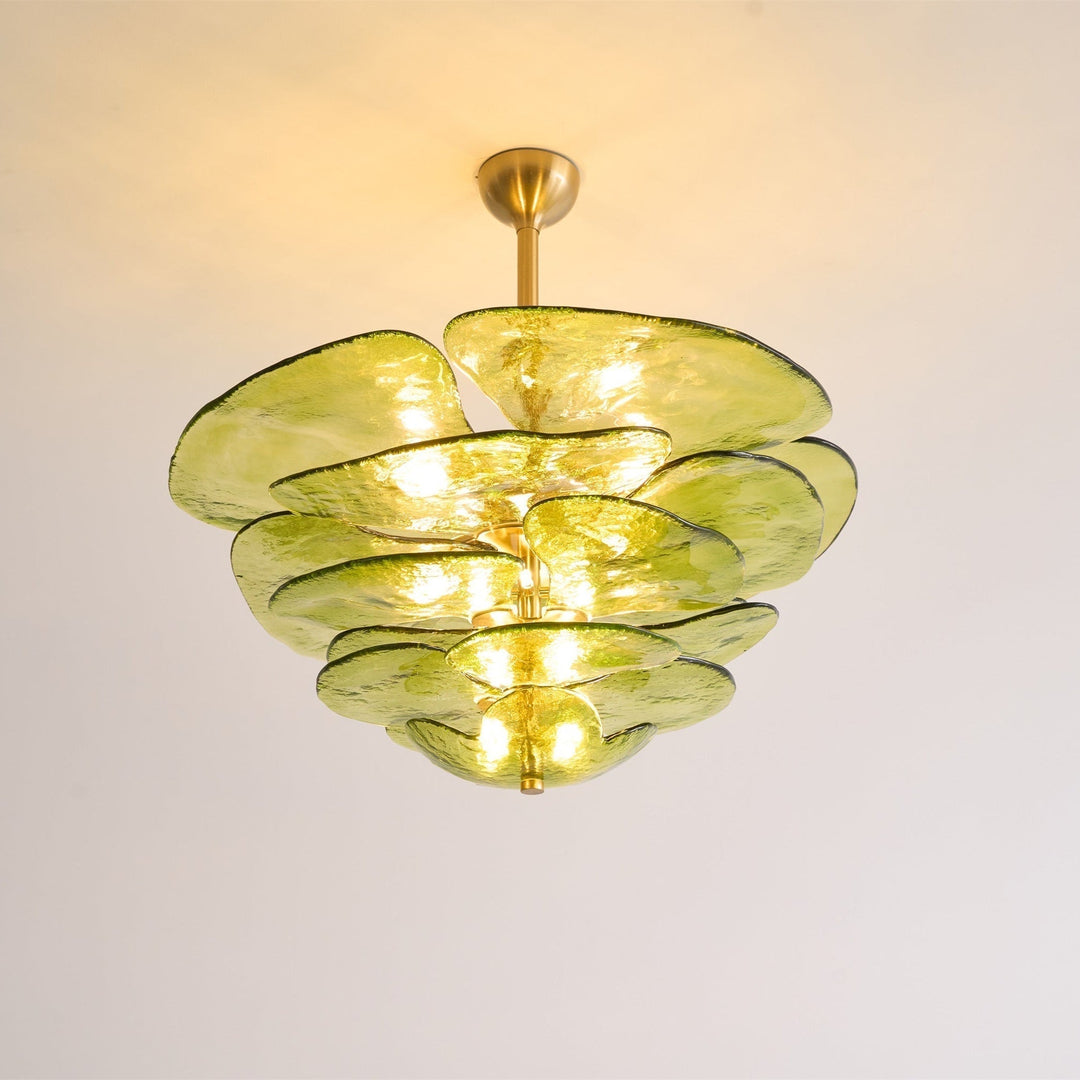 Aurora Chandelier Pétale en Verre Murano Doré Luxe - Neutralighting