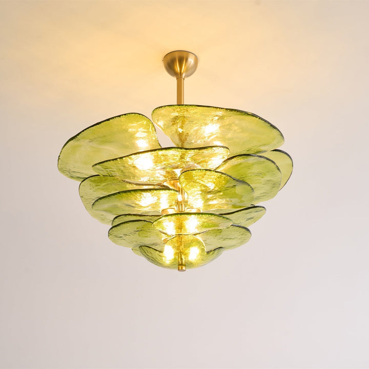 Aurora Chandelier Pétale en Verre Murano Doré Luxe - Neutralighting