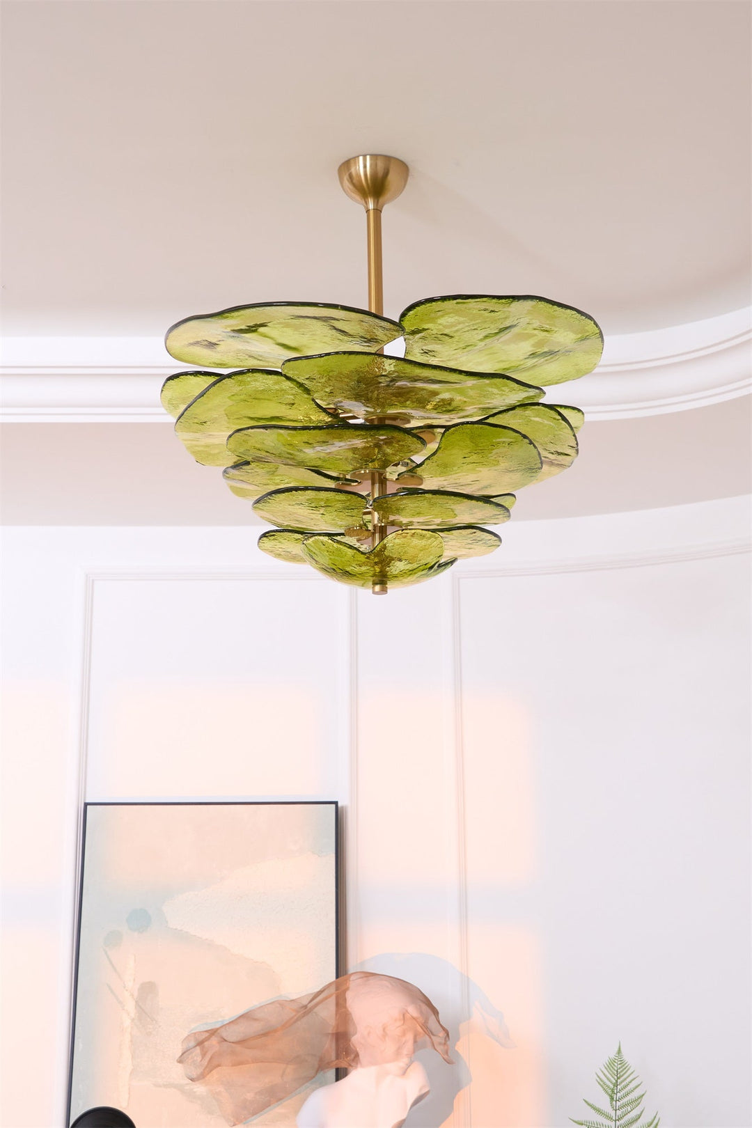 Aurora Chandelier Pétale en Verre Murano Doré Luxe - Neutralighting