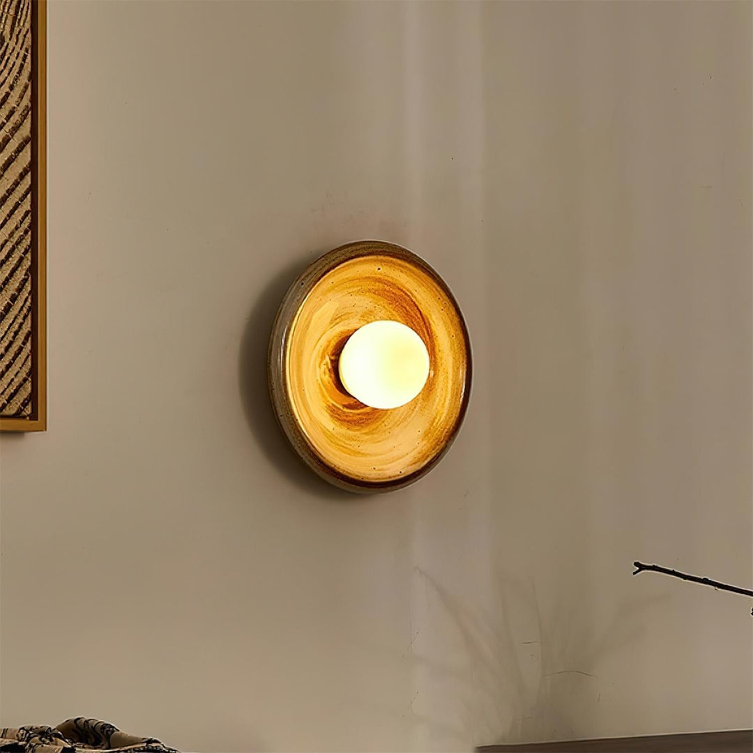 Applique Murale en Céramique à Disque Orbital Avec Globe en Verre pour Entrée Moderne - Neutralighting