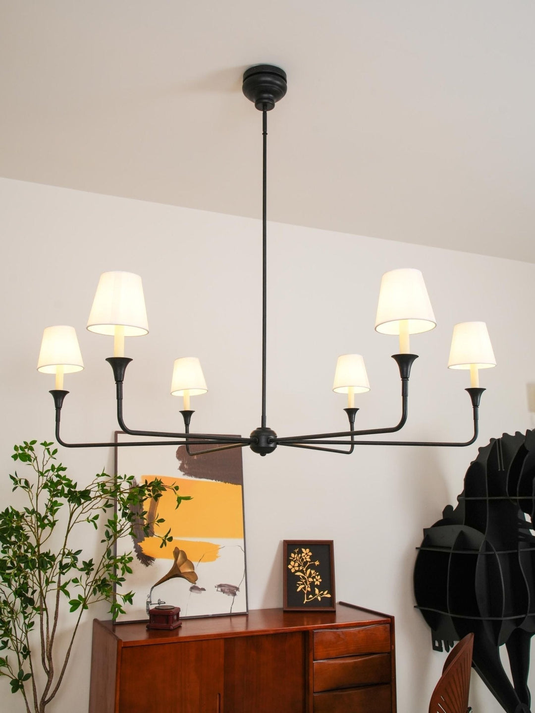 Lustra Suspension Lampe Bougie Noire Évasée - Neutralighting