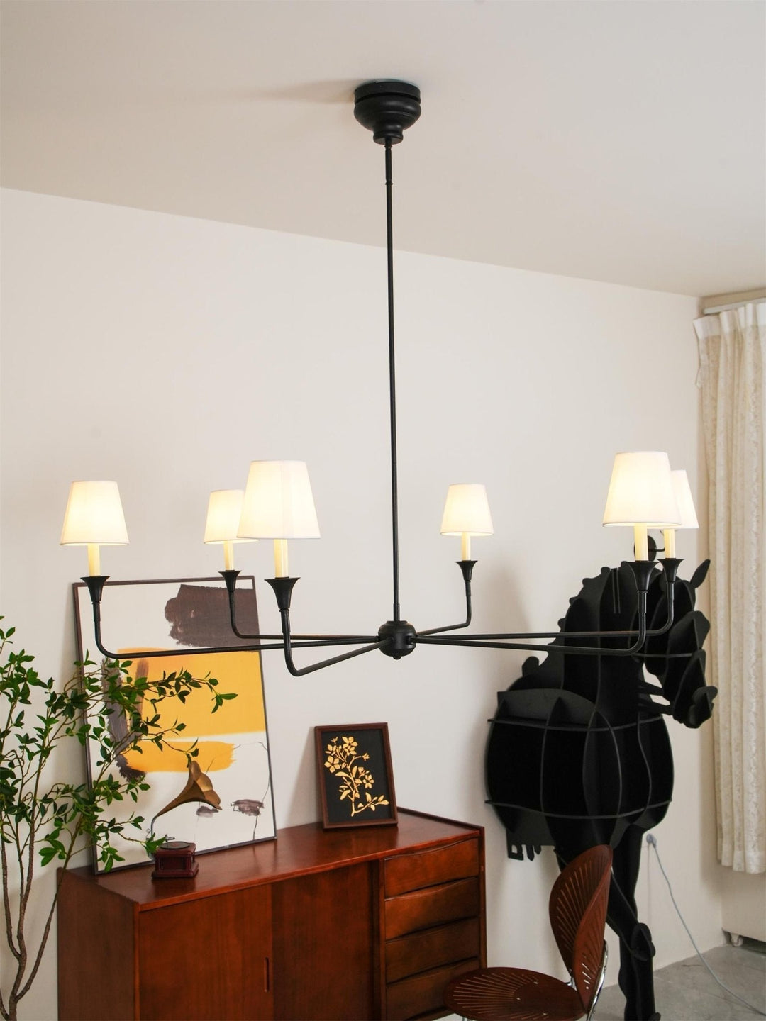 Lustra Suspension Lampe Bougie Noire Évasée - Neutralighting