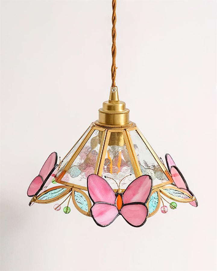 Tiffany Suspension Papillon en Verre Tâché - Neutralighting
