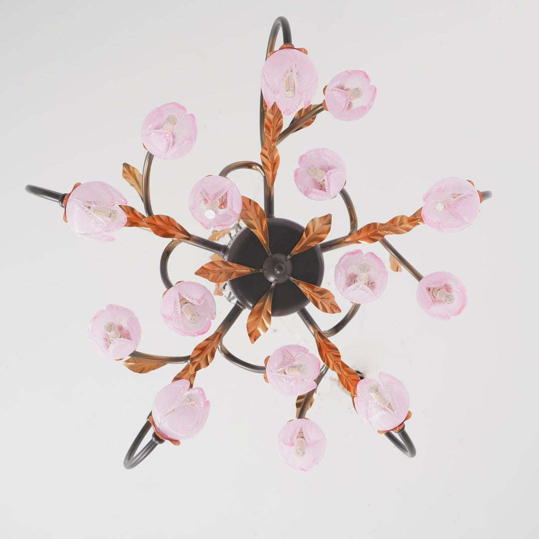 Avelora Lustre Vintage Industriel en Verre Rose - Neutralighting