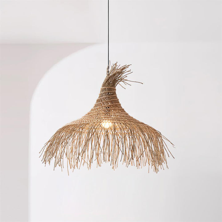 Suspension Avec Abat-jour en Rotin Tissé à la Main Style Bohème Naturel - Neutralighting