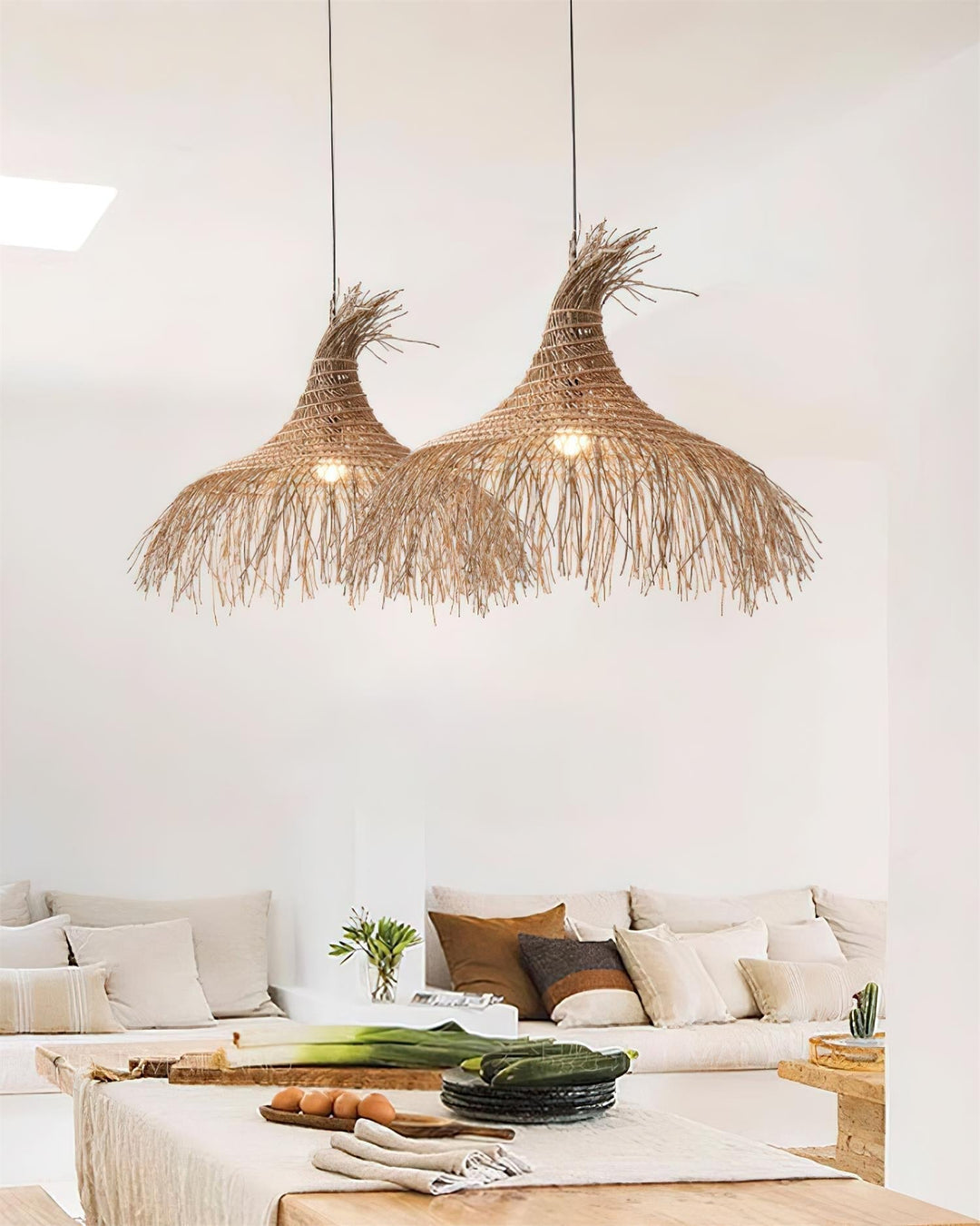 Suspension Avec Abat-jour en Rotin Tissé à la Main Style Bohème Naturel - Neutralighting