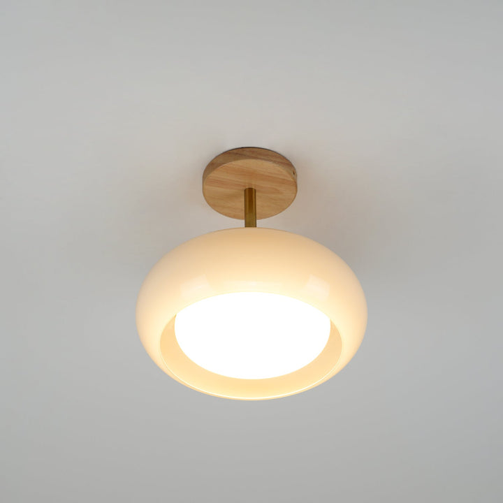 Charlotte Plafonnier Encastré en Verre, Bois, Orange &amp; Blanc - Neutralighting