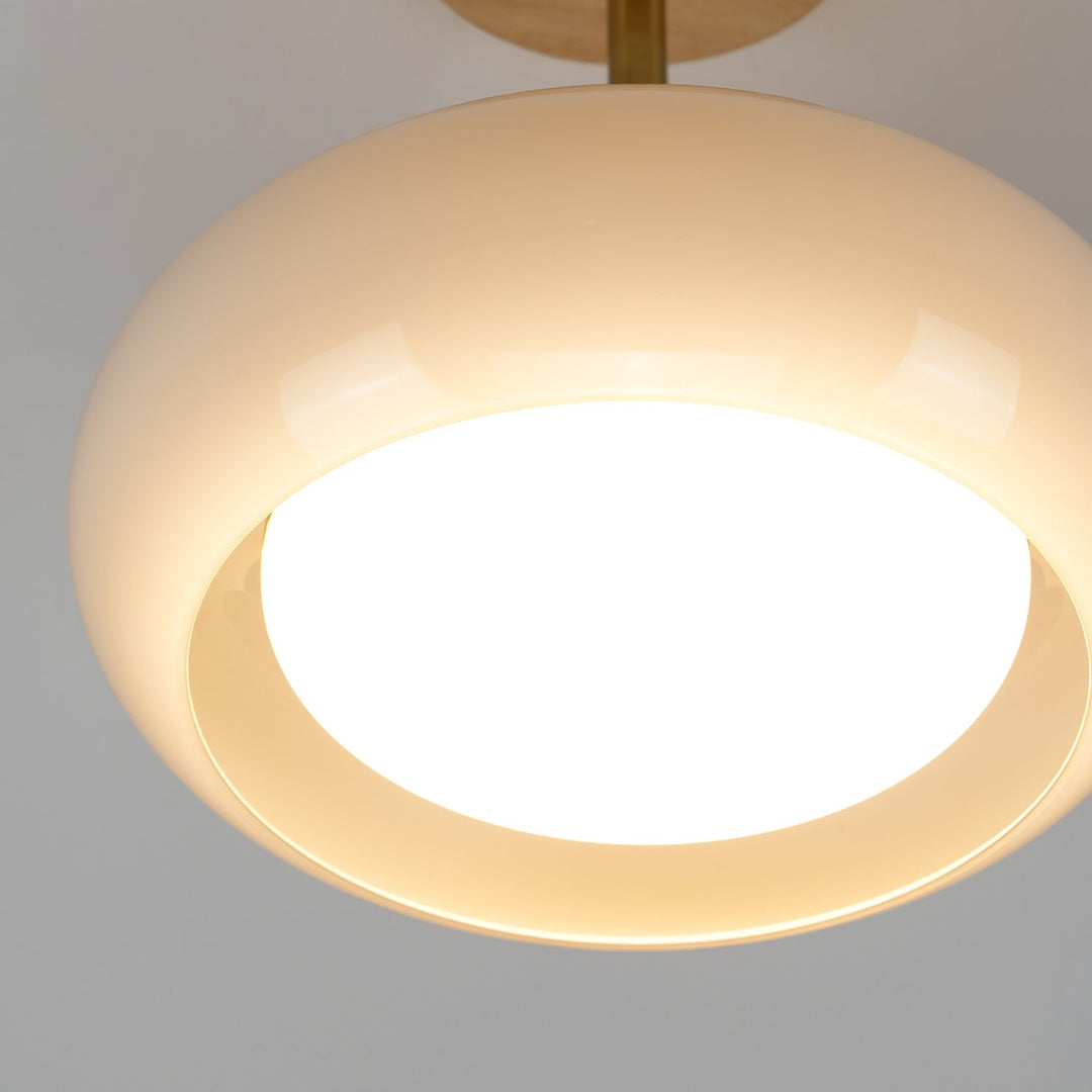 Solara Plafonnier en verre et bois avec abat-jour coloré - Neutralighting