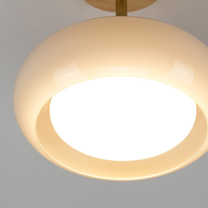 Solara Plafonnier en verre et bois avec abat-jour coloré - Neutralighting