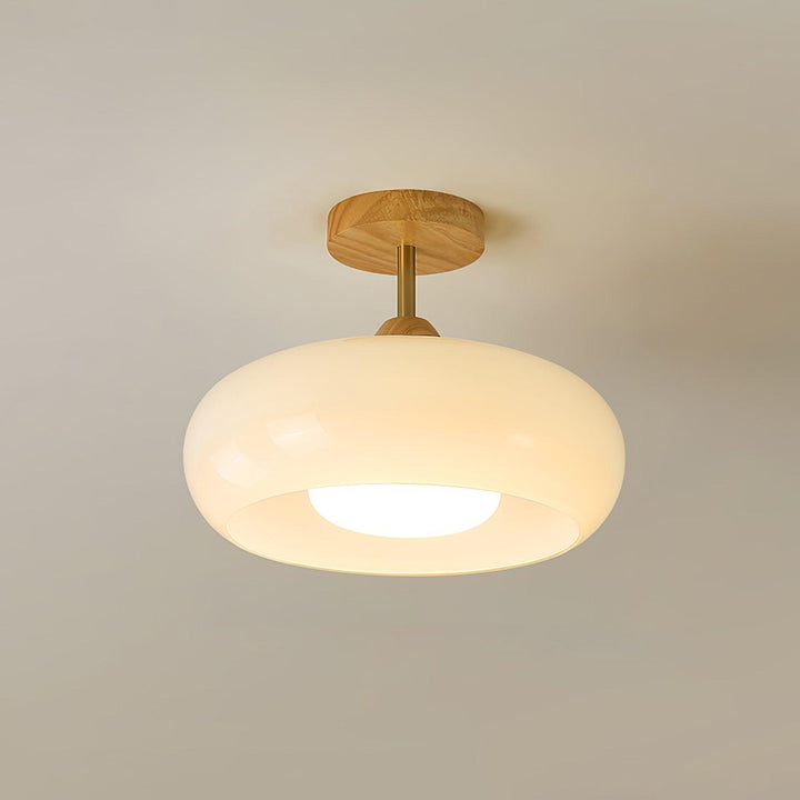 Charlotte Plafonnier Encastré en Verre, Bois, Orange &amp; Blanc - Neutralighting