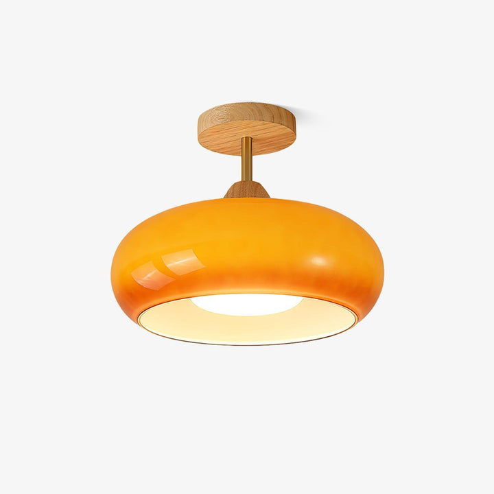 Charlotte Plafonnier Encastré en Verre, Bois, Orange &amp; Blanc - Neutralighting