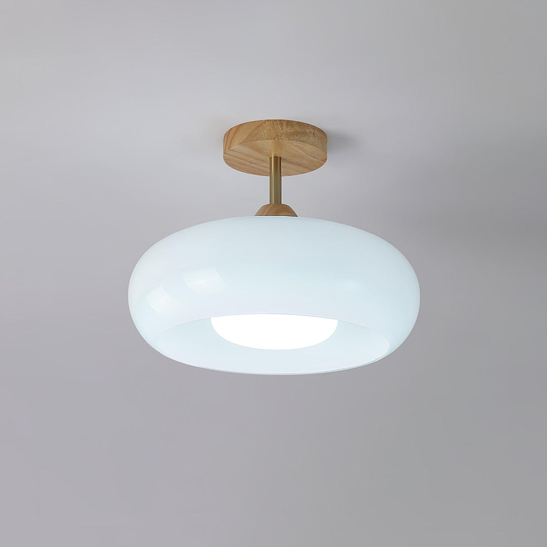 Charlotte Plafonnier Encastré en Verre, Bois, Orange &amp; Blanc - Neutralighting