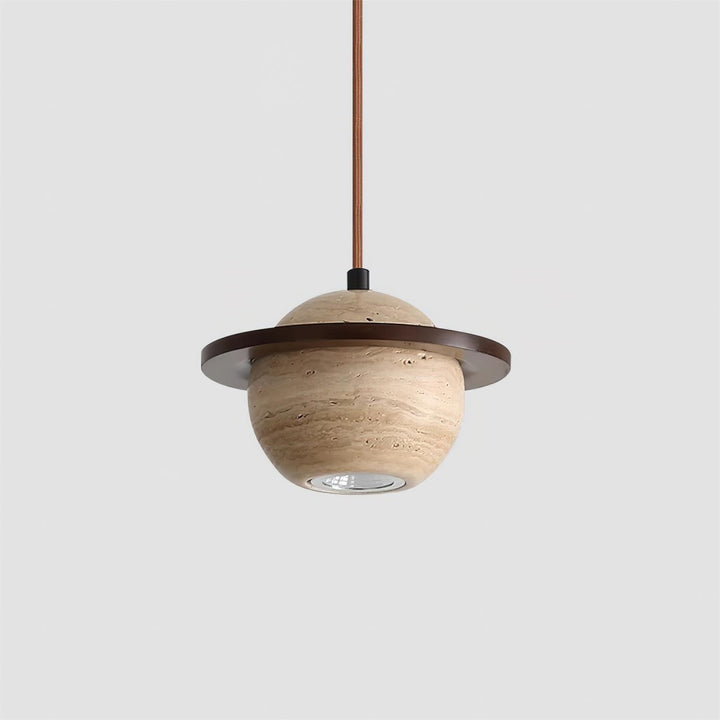 Lampe Suspension Planète Travertin Bois de Noyer Minimaliste - Neutralighting