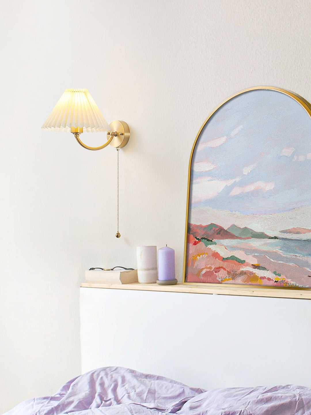 Abbotswell Élégance Plissé Laiton Tissu Applique Murale - Neutralighting
