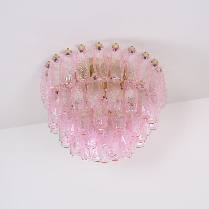 Aurora Lampe de Plafond en Verre de Murano Poliedri Rose - Neutralighting