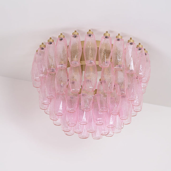 Aurora Lampe de Plafond en Verre de Murano Poliedri Rose - Neutralighting