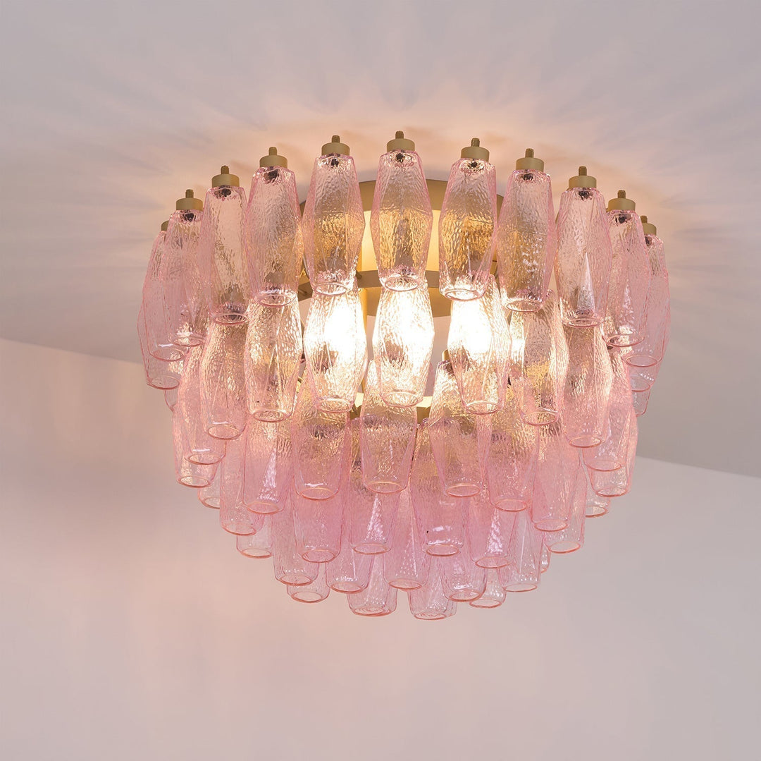Aurora Lampe de Plafond en Verre de Murano Poliedri Rose - Neutralighting