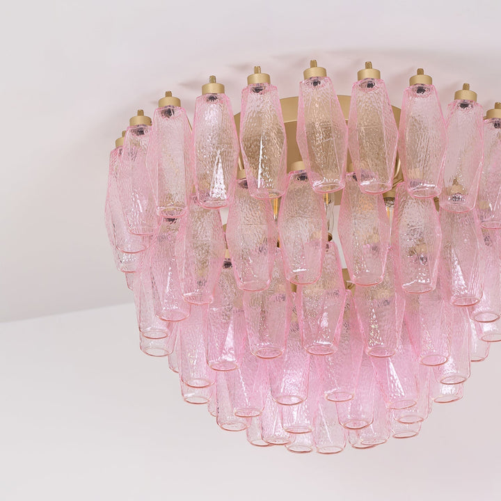 Aurora Lampe de Plafond en Verre de Murano Poliedri Rose - Neutralighting