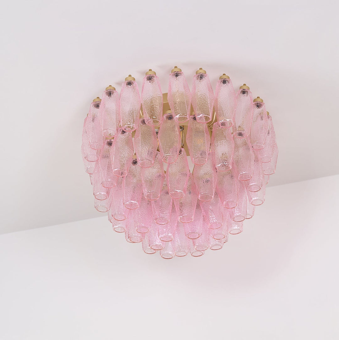 Aurora Lampe de Plafond en Verre de Murano Poliedri Rose - Neutralighting