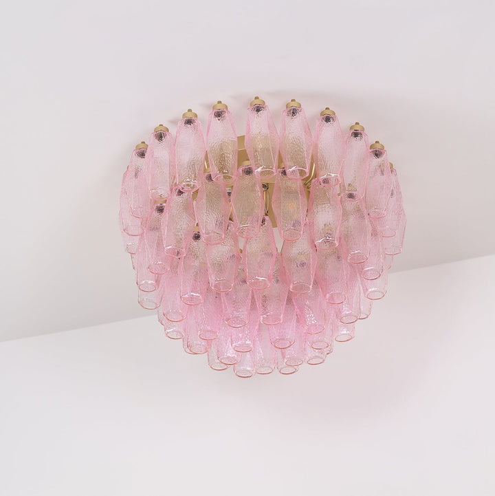 Aurora Lampe de Plafond en Verre de Murano Poliedri Rose - Neutralighting