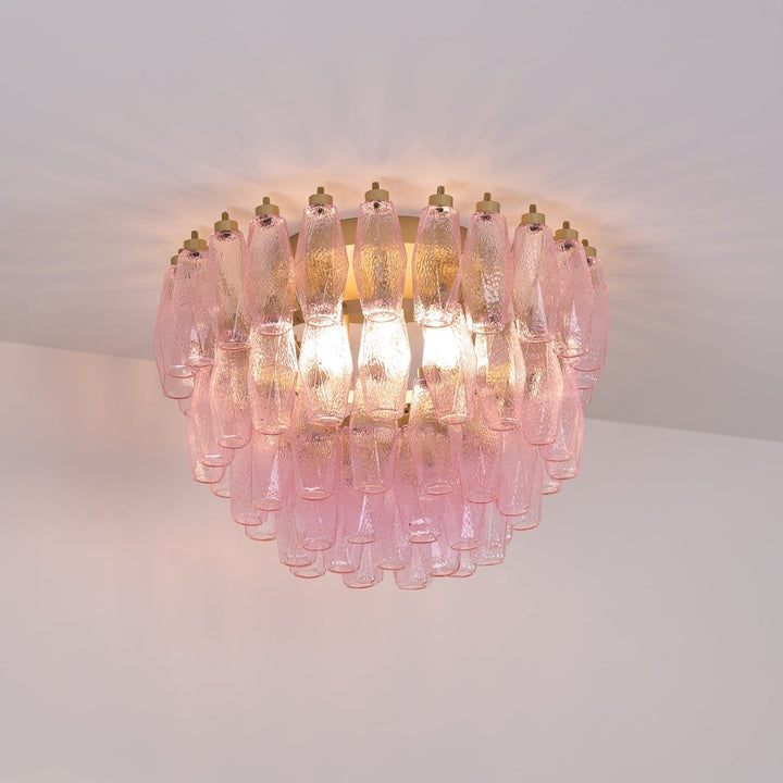 Aurora Lampe de Plafond en Verre de Murano Poliedri Rose - Neutralighting