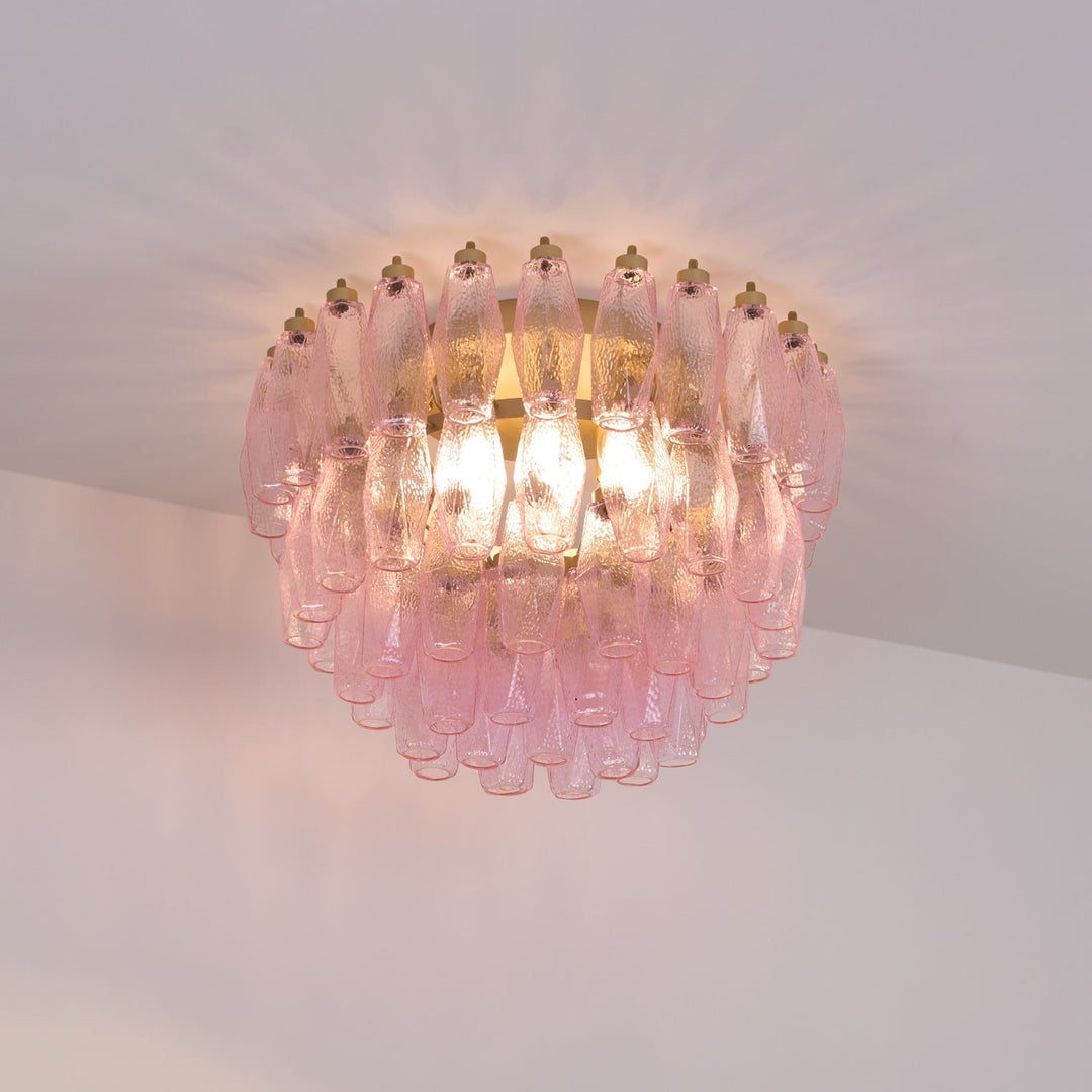 Aurora Lampe de Plafond en Verre de Murano Poliedri Rose - Neutralighting
