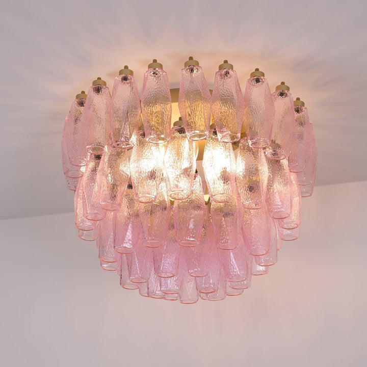Aurora Lampe de Plafond en Verre de Murano Poliedri Rose - Neutralighting