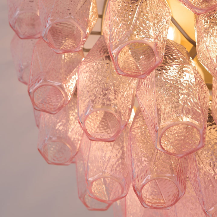 Aurora Lampe de Plafond en Verre de Murano Poliedri Rose - Neutralighting
