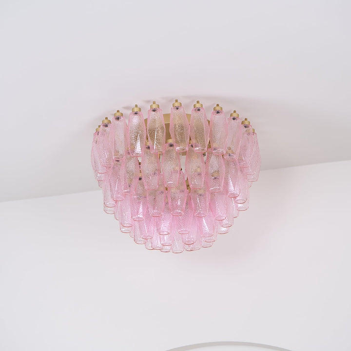 Aurora Lampe de Plafond en Verre de Murano Poliedri Rose - Neutralighting