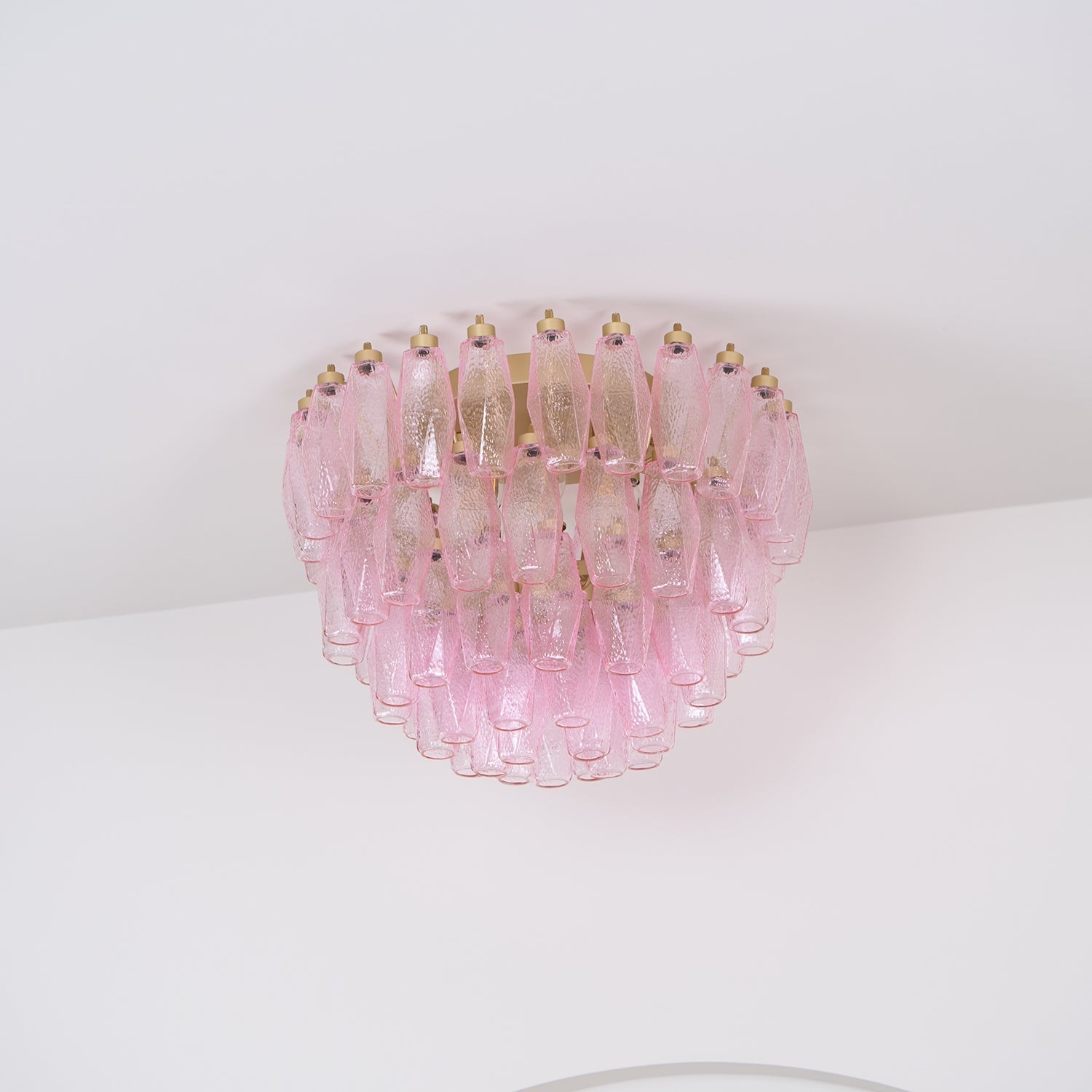 Aurora Lampe de Plafond en Verre de Murano Poliedri Rose - Neutralighting