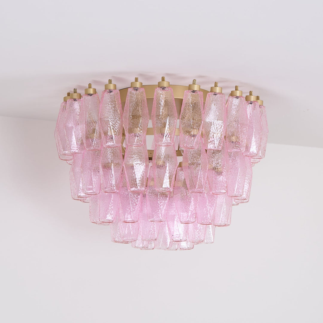 Aurora Lampe de Plafond en Verre de Murano Poliedri Rose - Neutralighting