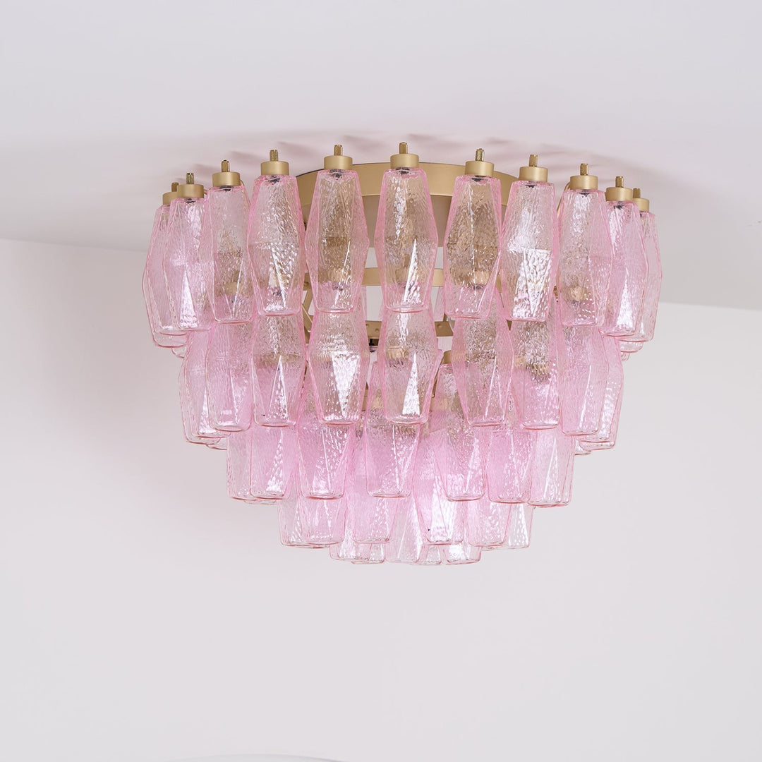 Aurora Lampe de Plafond en Verre de Murano Poliedri Rose - Neutralighting