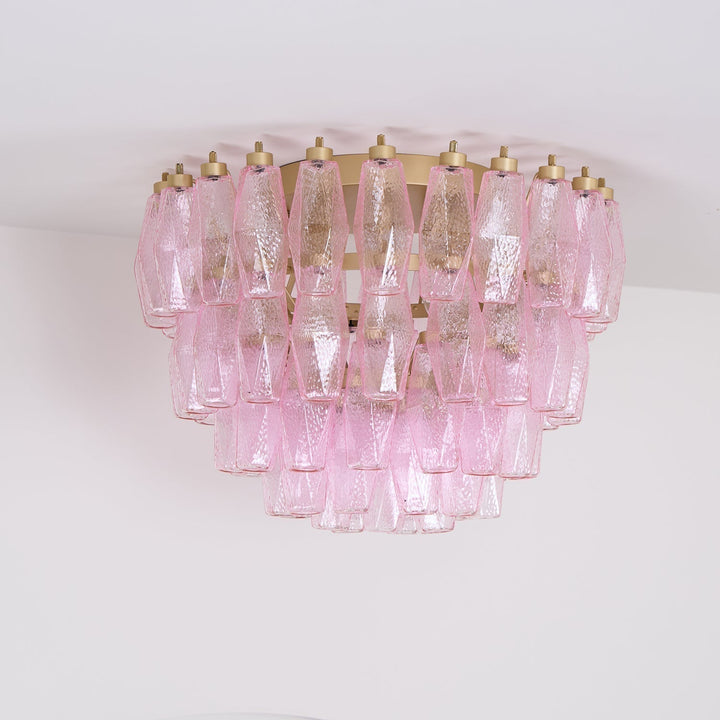 Aurora Lampe de Plafond en Verre de Murano Poliedri Rose - Neutralighting