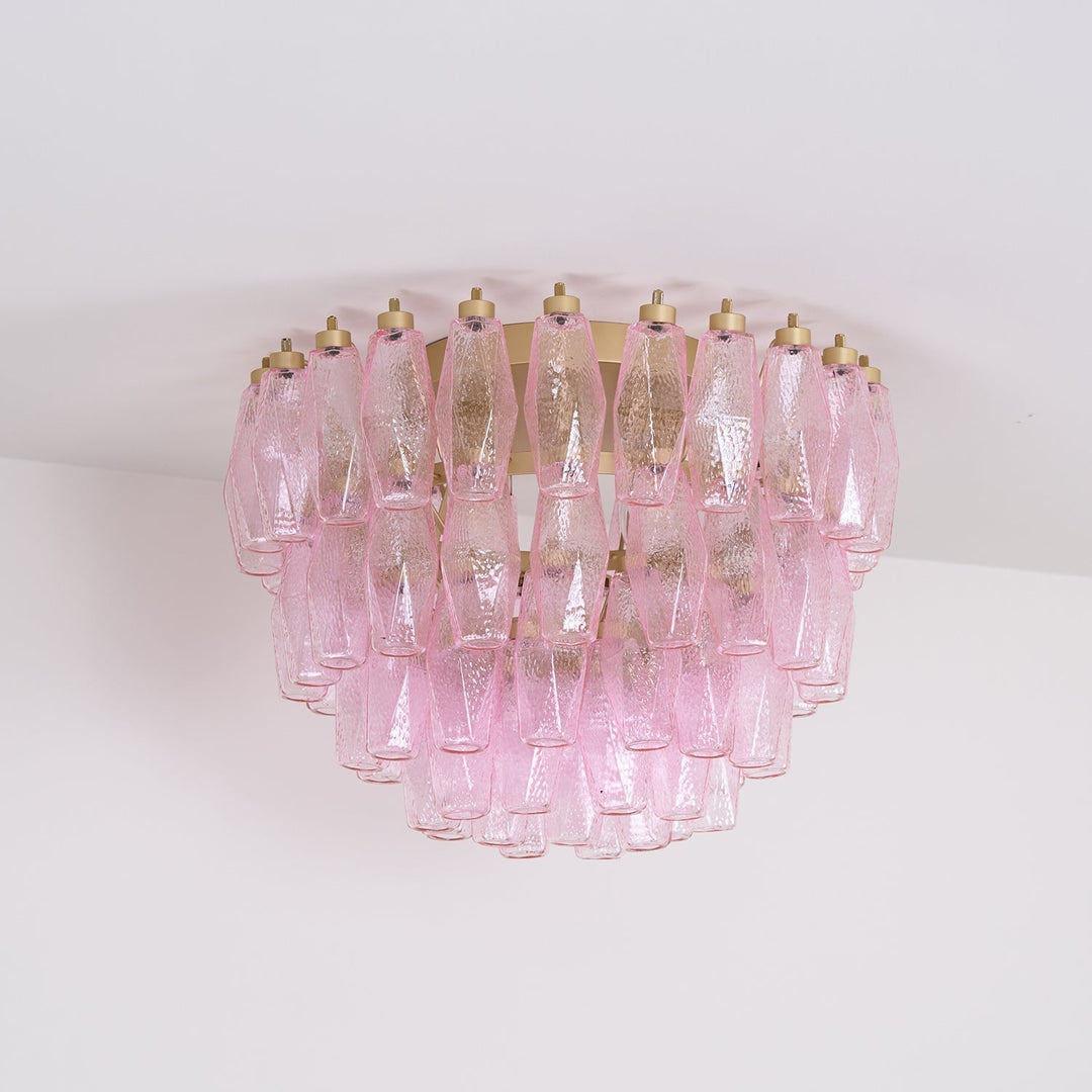 Aurora Lampe de Plafond en Verre de Murano Poliedri Rose - Neutralighting