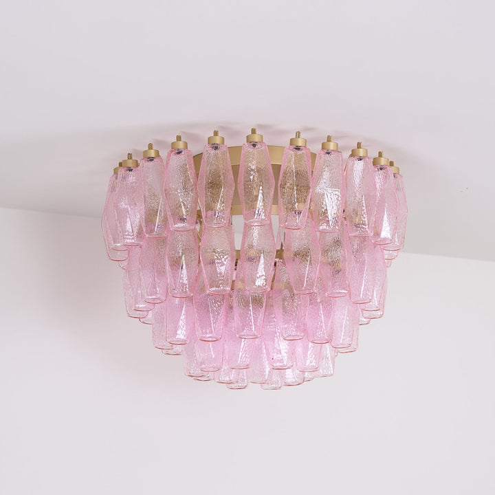Aurora Lampe de Plafond en Verre de Murano Poliedri Rose - Neutralighting