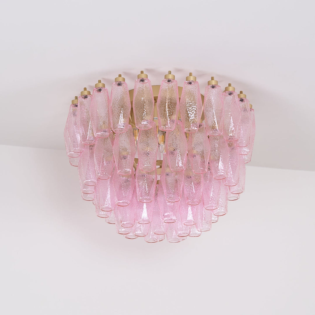 Aurora Lampe de Plafond en Verre de Murano Poliedri Rose - Neutralighting