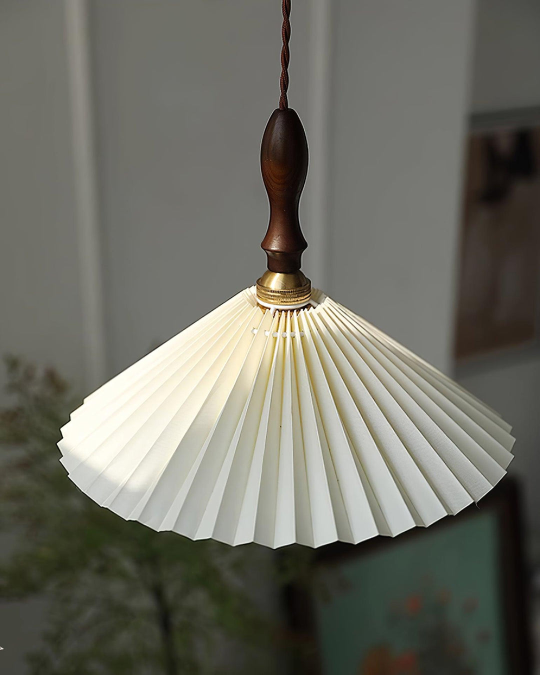 Prairie Suspension en Noyer à Abat-jour Plissé - Neutralighting