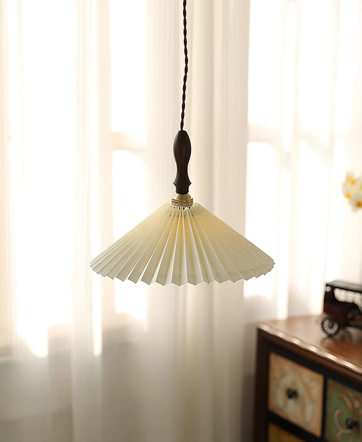 Prairie Suspension en Noyer à Abat-jour Plissé - Neutralighting